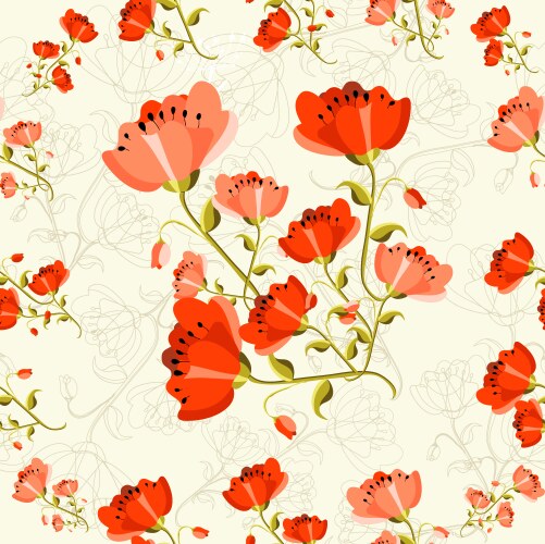 Poppy flower pattern vector image