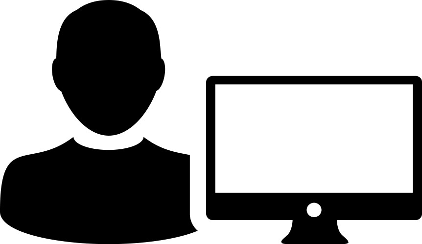 Admin icon male person user with computer monitor Vector Image