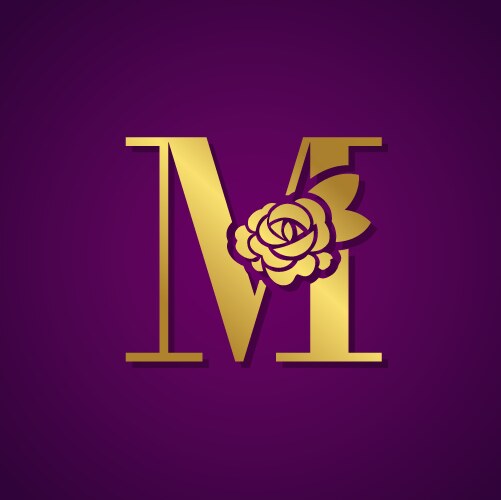 gold letter with rose flower for fashion logo vector image