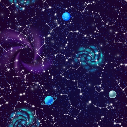 Night sky seamless pattern with bright stars Vector Image