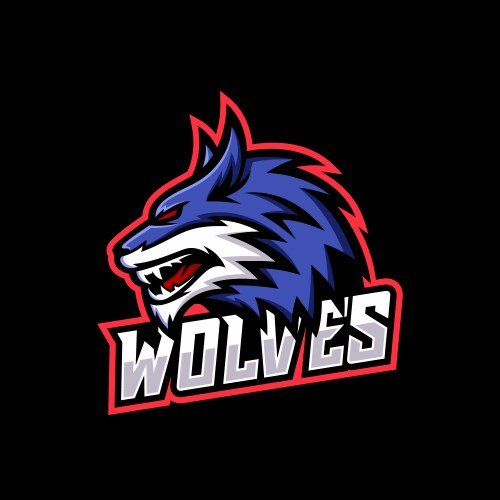 Wolf e-sports logo design Royalty Free Vector Image