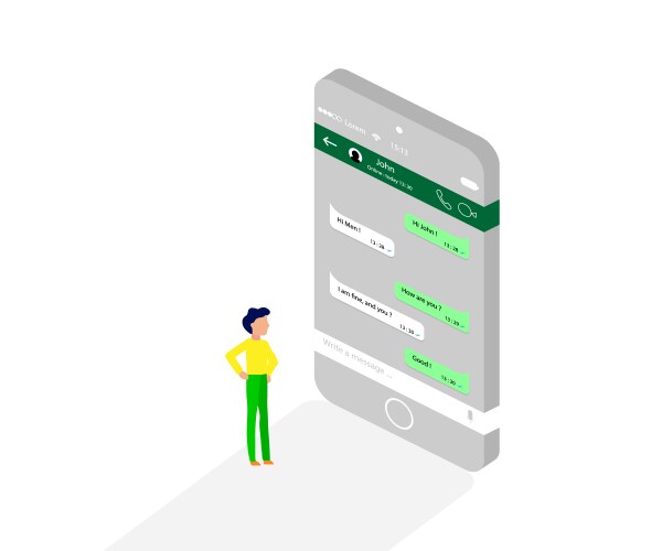 Man reading message from a social application vector image