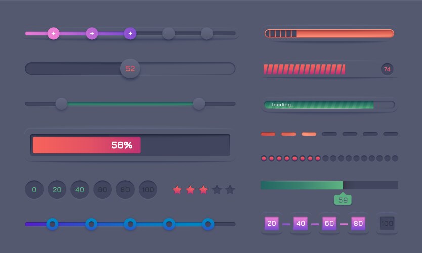 progress bar set round and square loading vector