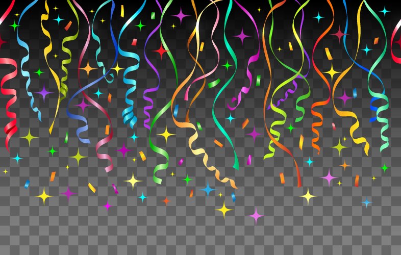 streamers and confetti transparent background vector