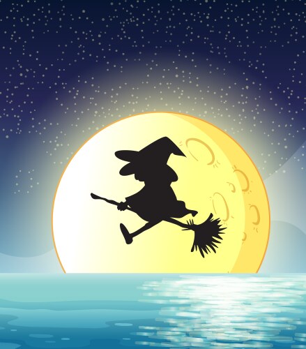 witch flying vector image vector image