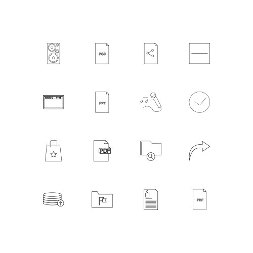 Files and folders sign linear thin icons set vector image
