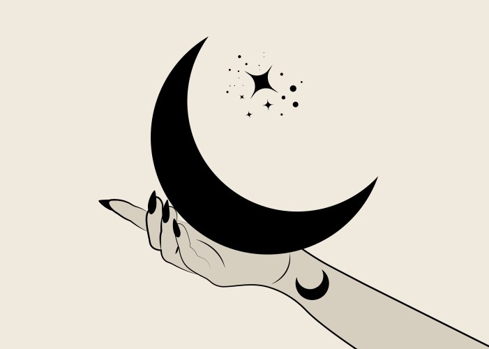 Mystical hand alchemy esoteric magic moon symbol Vector Image
