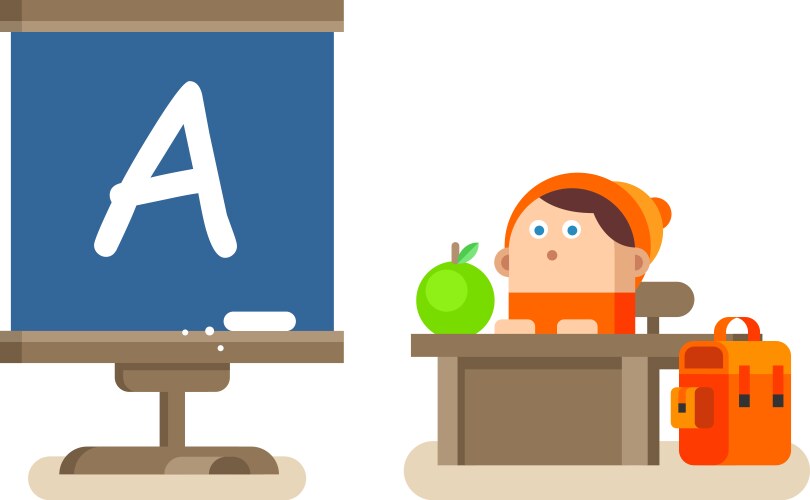 Boy sitting at a desk vector image