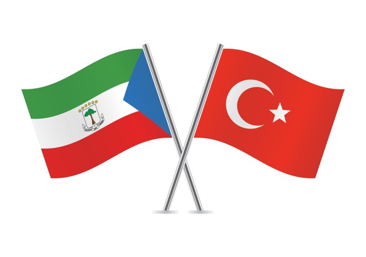 equatorial guinea and turkey crossed flags vector