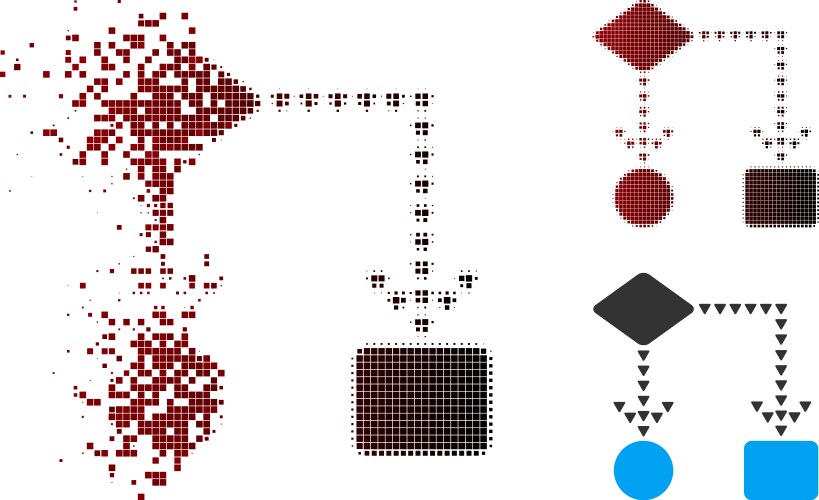 Moving pixel halftone algorithm flowchart icon vector image