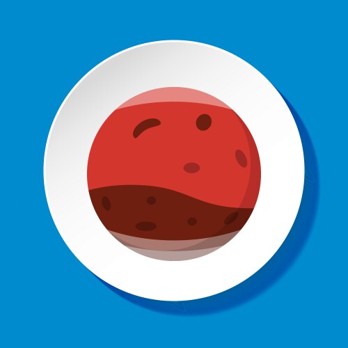 Planet mars icon in flat style on round button vector image