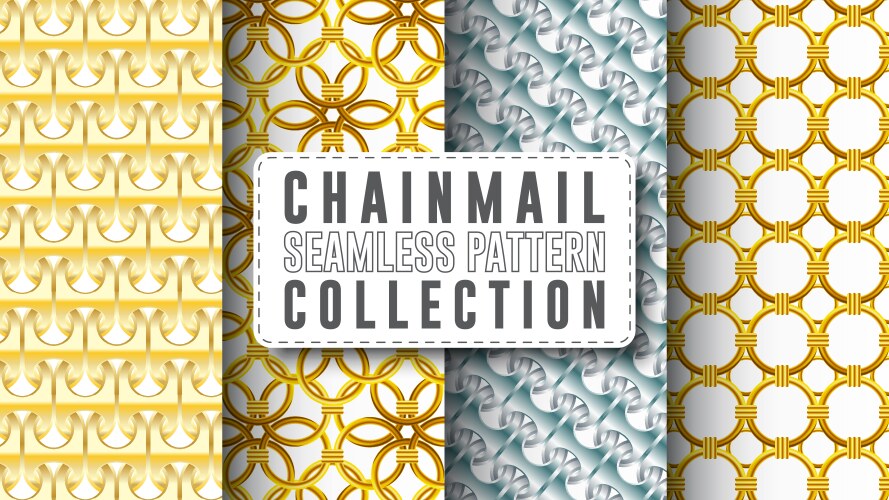 Chain mail seamless pattern collection Royalty Free Vector