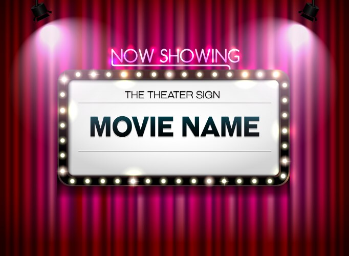 Retro Theater Sign with Spotlight – Royalty-Free Vector | VectorStock