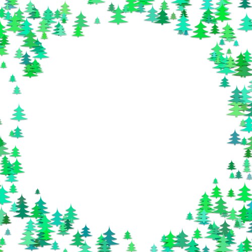 Abstract random pine tree pattern round border vector image