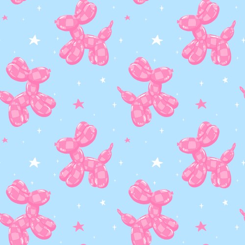 Seamless pattern preppy pink balloon dogs Vector Image