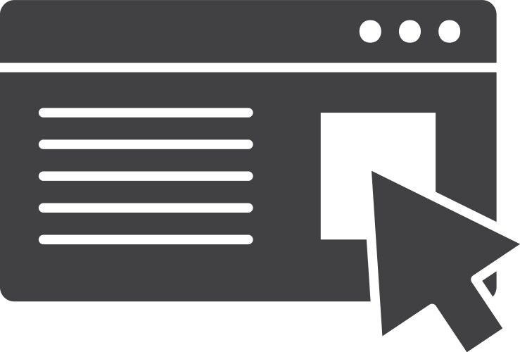 Web page with arrow cursor icon silhouette style vector image