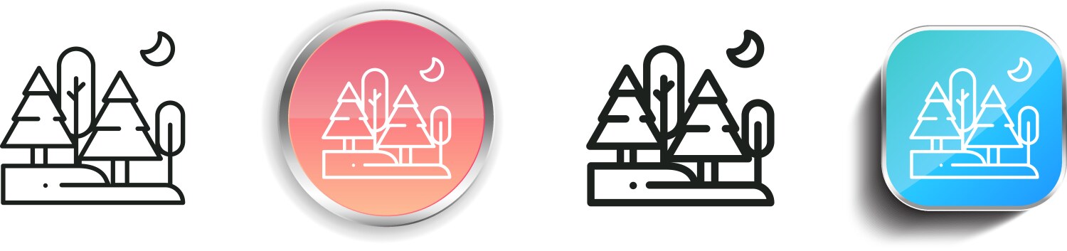 Forest icon thin linear regular and button style vector image