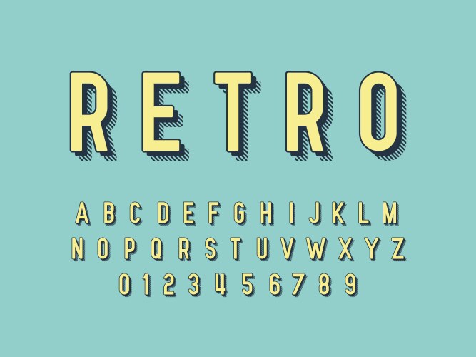 retro font and alphabet stock vector image