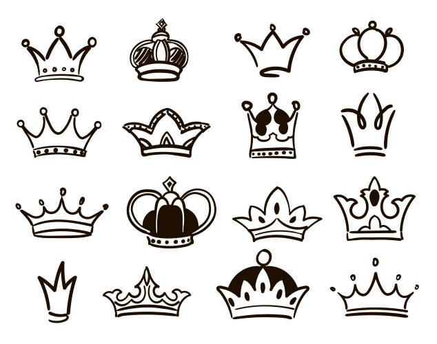 Hand Drawn Crown Sketch Set Vector Image