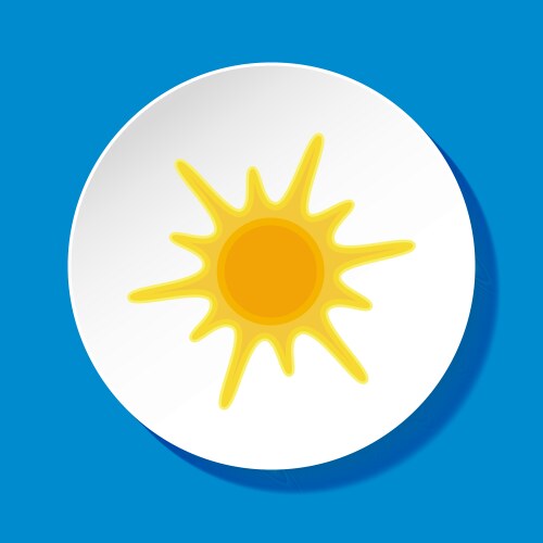Sun icon in flat style on round button vector image