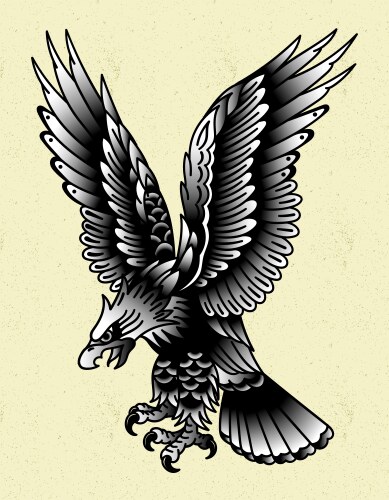 Traditional Eagle Tattoo Flash Vector Image