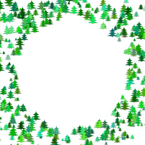 Abstract random pine tree pattern round border vector image