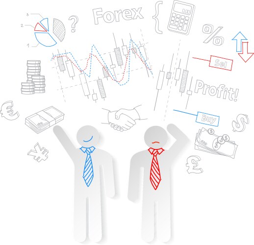 Forex traders and symbols stock trading vector image