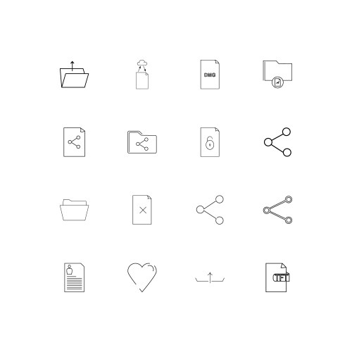 Files and folders sign linear thin icons set vector image