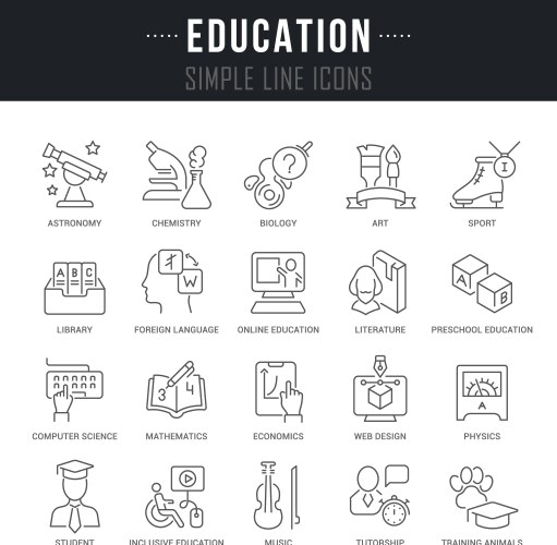 Set line icons education vector image