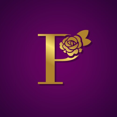 gold letter with rose flower for fashion logo vector image