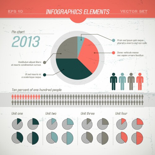 Paper white circular pie chart divided into 4 Vector Image