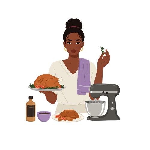 Thanksgiving Dinner with Turkey Vector Image