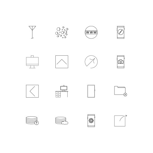 Network and database linear thin icons set vektorbild
