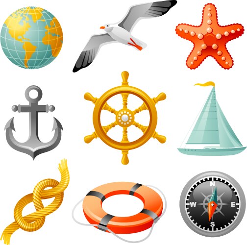 Sailing & Navigation Icons – Royalty-Free Vector | VectorStock