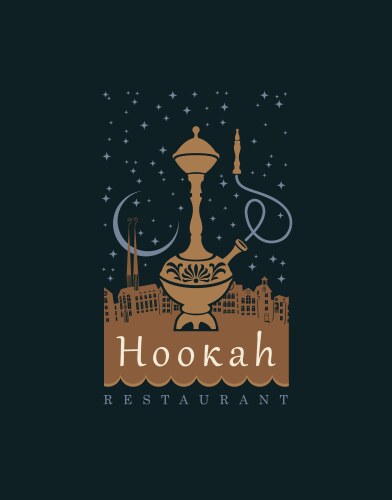 banner with a hookah on background night vector image