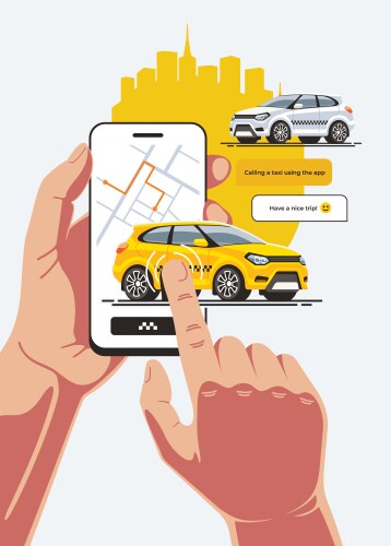 Order taxi using smartphone application vector image