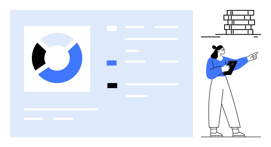 Analyst presenting data insights with pie chart vector image