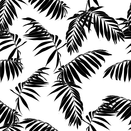 Tropical leaves silhouette pattern Royalty Free Vector Image