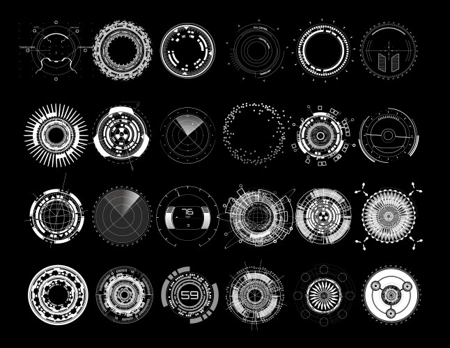 Sci Fi Display Circular Elements Hud Futuristic Vector Image