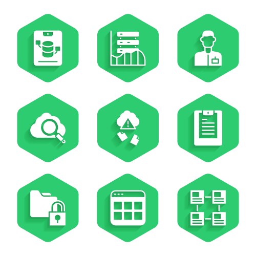 Set cloud hacking browser files hierarchy vector image