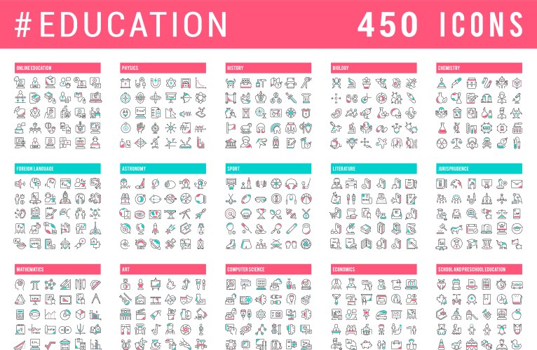 set line icons education vector image