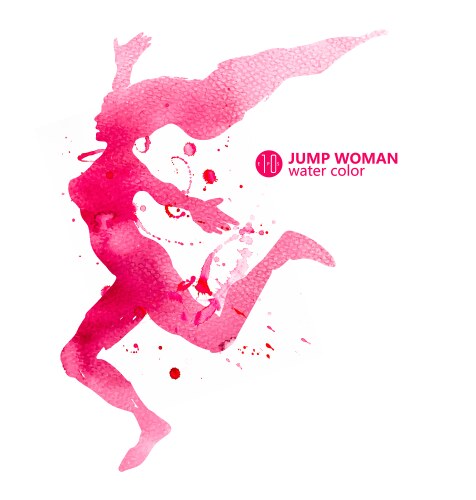 Woman jump watercolor vector image