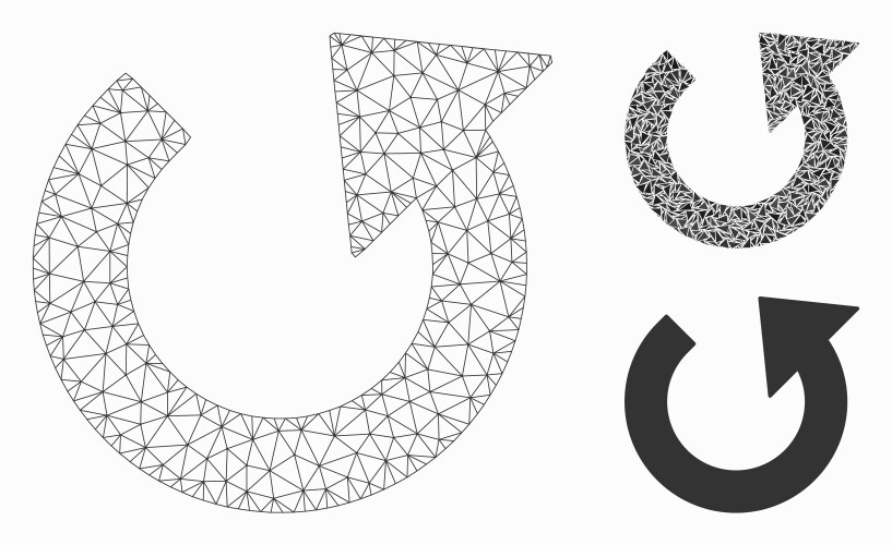 Rotate ccw mesh network model and triangle vector image