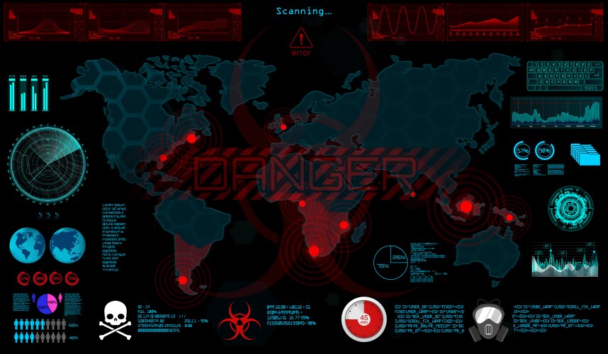 set circle elements in a futuristic hud vector