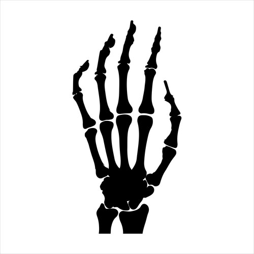 Black Skeleton Hand with Upraised Fingers Vector Image