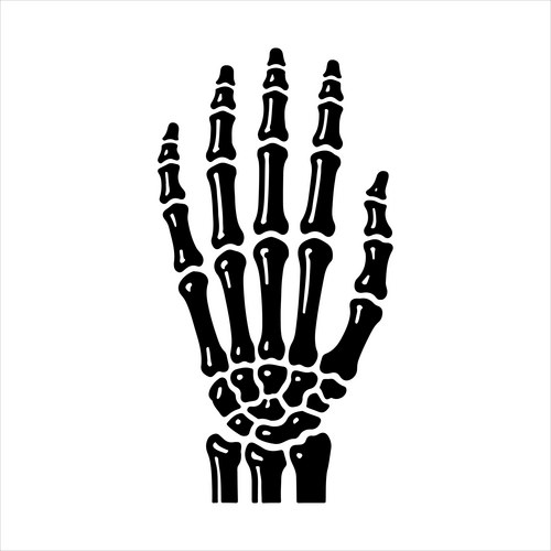 Black Skeleton Hand with Open Fingers Vector Image
