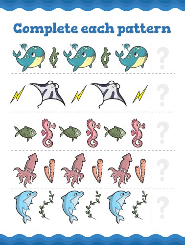 Complete pattern educational game for children Vector Image