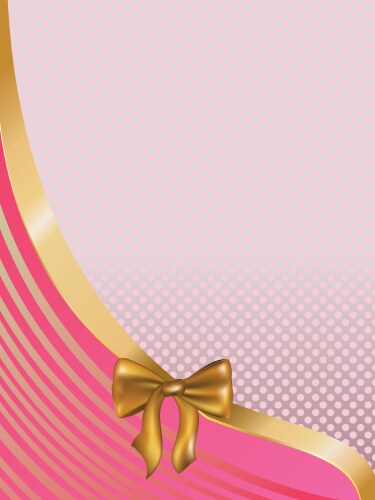 Elegant Pink Card with Golden Bow Vector Image