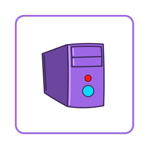 Computer system unit icon outline style Royalty Free Vector