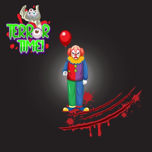 horror time logo with creepy clown vector image